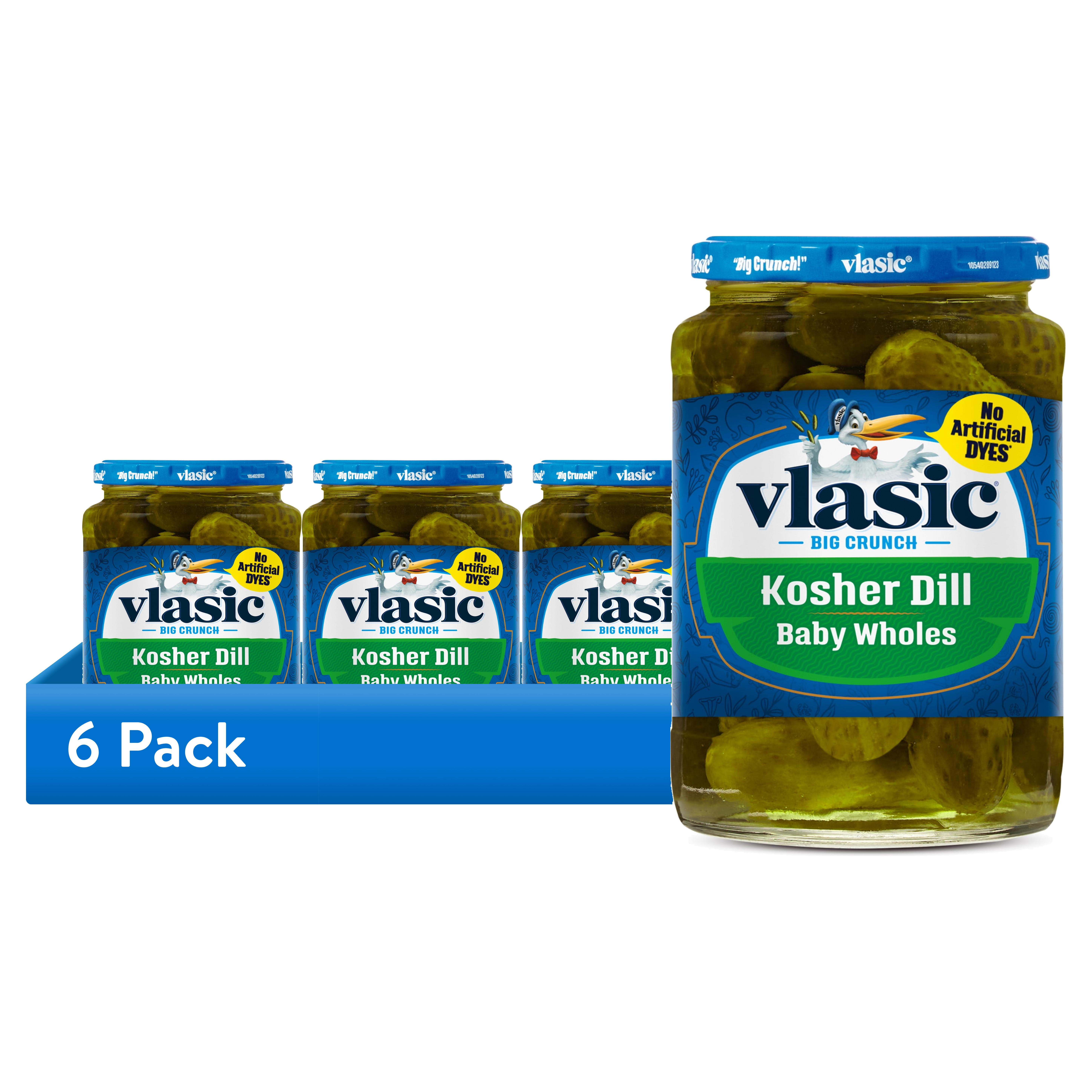 (6 pack) Vlasic Kosher Dill baby Whole Pickles, Keto Friendly, 16 fl. oz.