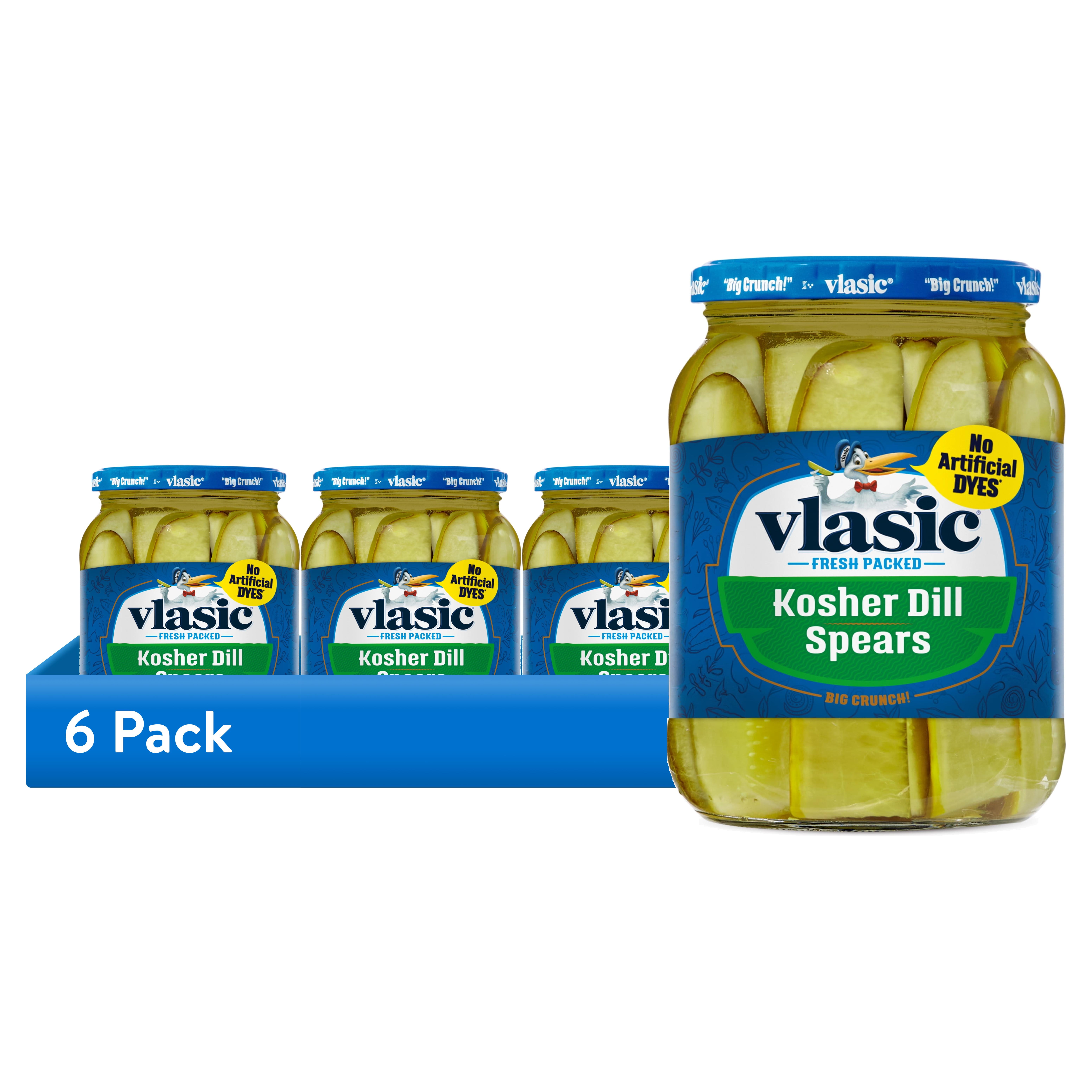 (6 pack) Vlasic Kosher Dill Pickles, Dill Pickle Spears, 32 fl oz Jar