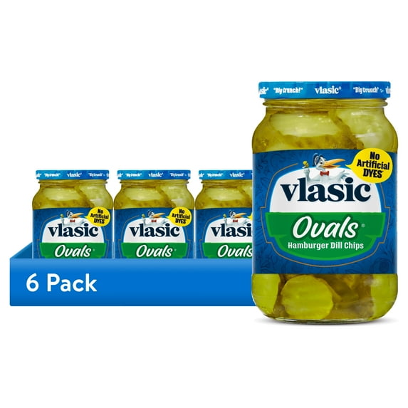 (6 pack) Vlasic Ovals Hamburger Dill Pickle Chips, Keto Friendly, 16 fl. oz.