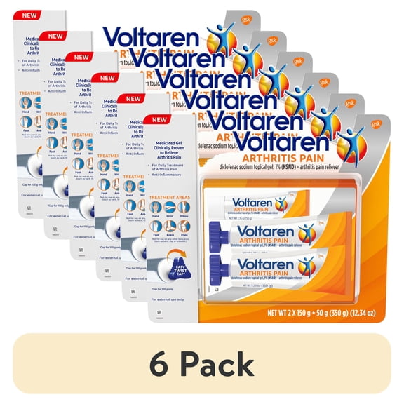 (6 pack) Voltaren Arthritis Pain Relief Gel, 1% Diclofenac Sodium Topical NSAID, Original Prescription Strength, 5.29 oz