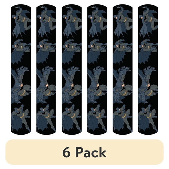 (6 pack) Warner Bros. Unisex Multi-Color Batman Unisex Slap Bracelet Party Favor, 4 Count