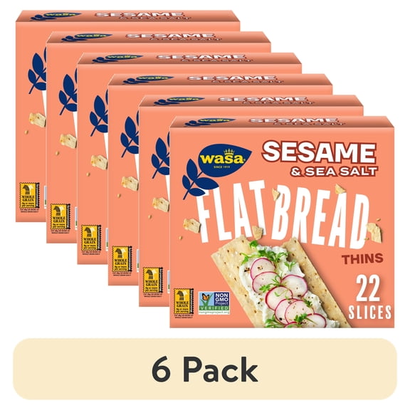(6 pack) Wasa Thins Sesame & Sea Salt Flatbread Crackers 6.7 oz