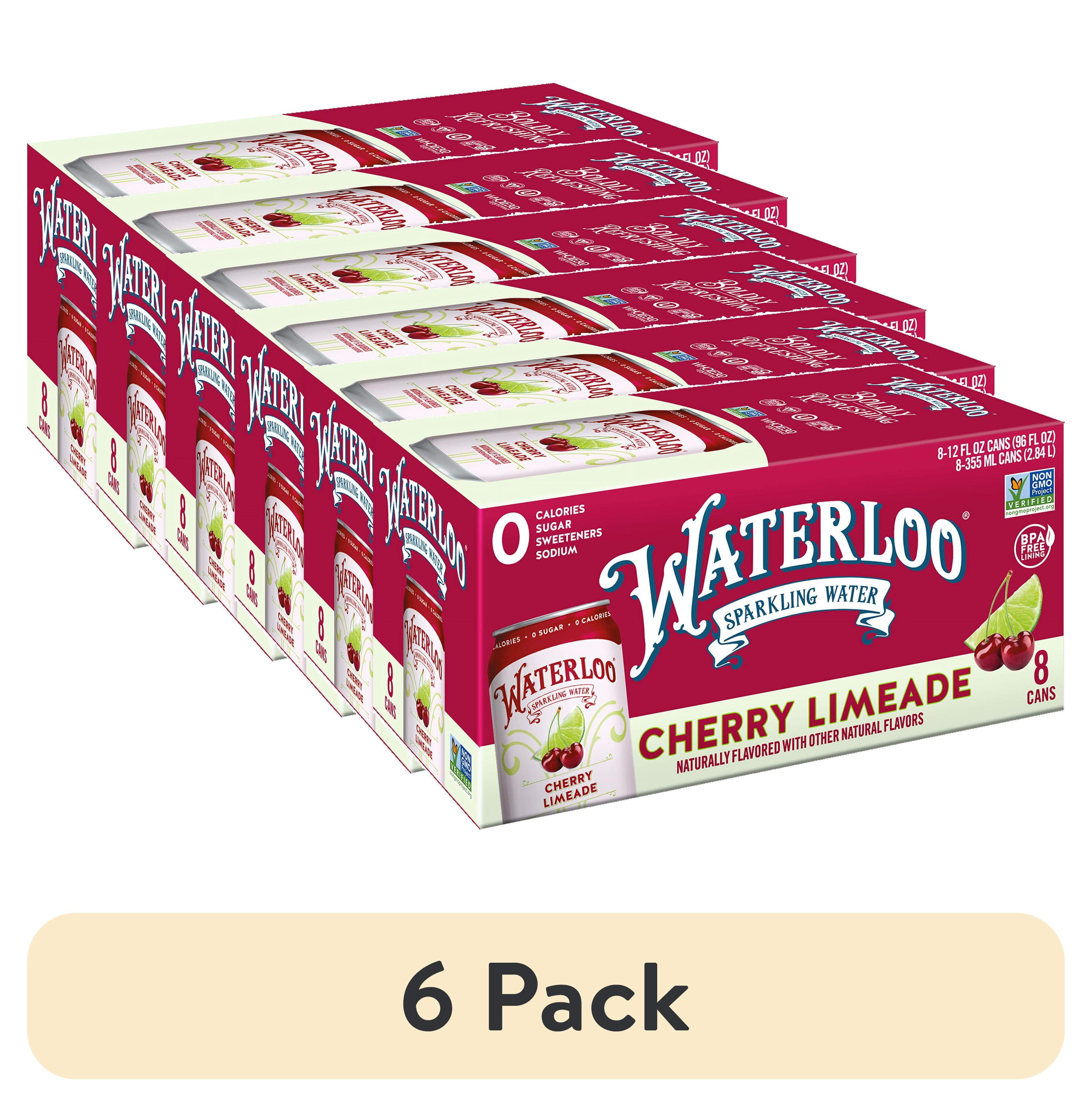 (6 pack) Waterloo Sparkling Water, Cherry Limeade, 12 fl oz, 8 Pack Cans