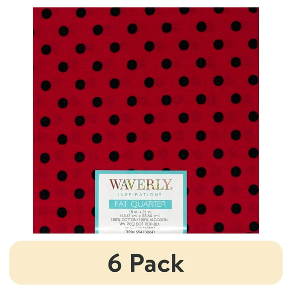 (6 pack) Waverly Inspirations Cotton 18" x 21" Fat Quarter Dot POP-BLACK Fabric, 1 Each