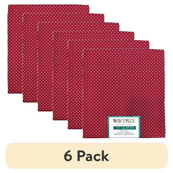 (6 pack) Waverly Inspirations Cotton 18" x 21" Fat Quarter Pin dot Poppy Print Fabric, 1 Each