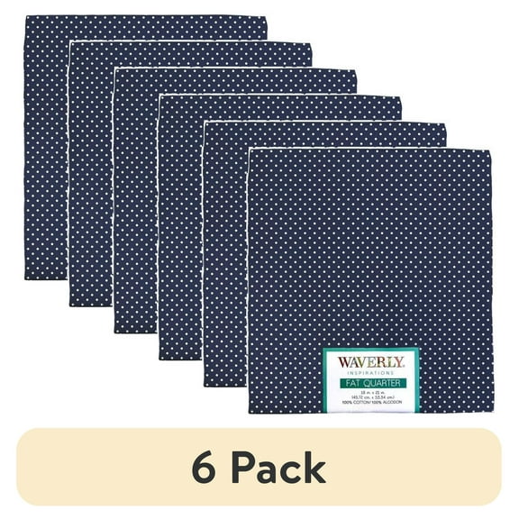 (6 pack) Waverly Inspirations Cotton 18" x 21" Fat Quarter Pindot Ink Print Fabric, 1 Each