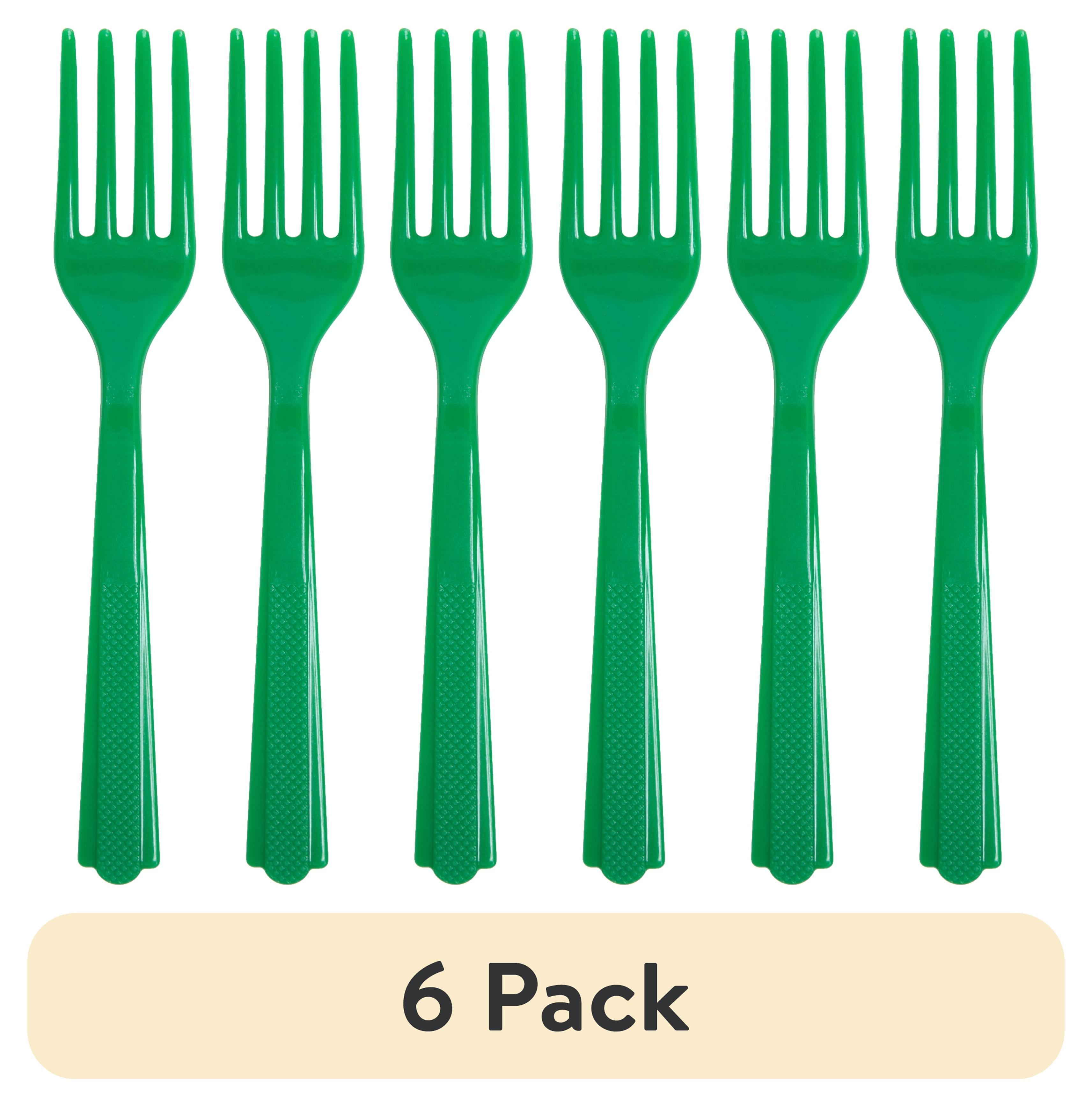 (6 pack) 24CT Green Disposable Plastic Forks by Way To Celebrate