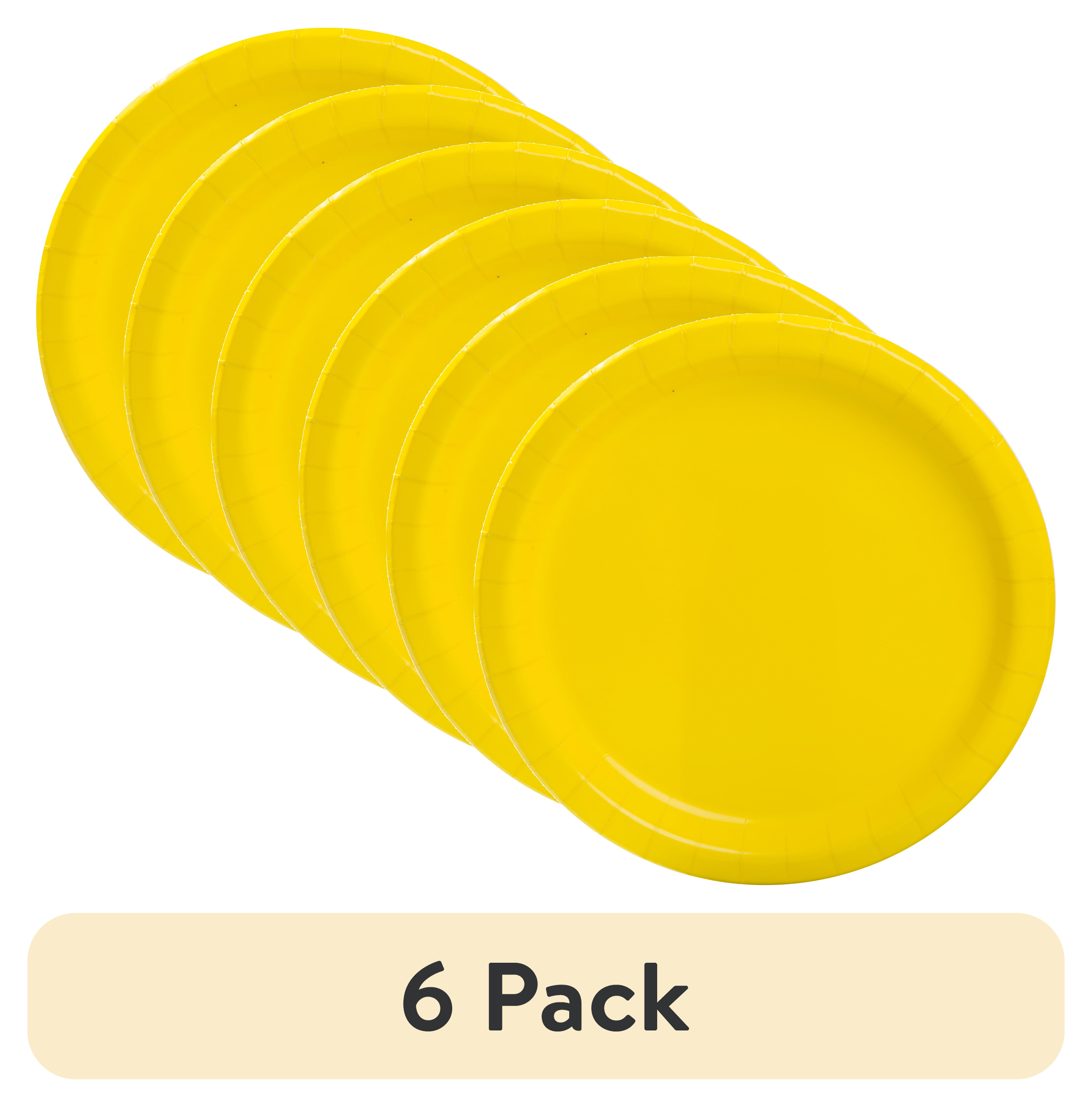 (6 pack) Disposable Paper Plates, 9", Neon Yellow, 20 Pieces, by Way To Celebrate