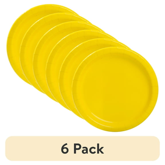 (6 pack) Disposable Paper Plates, 9", Neon Yellow, 20 Pieces, by Way To Celebrate