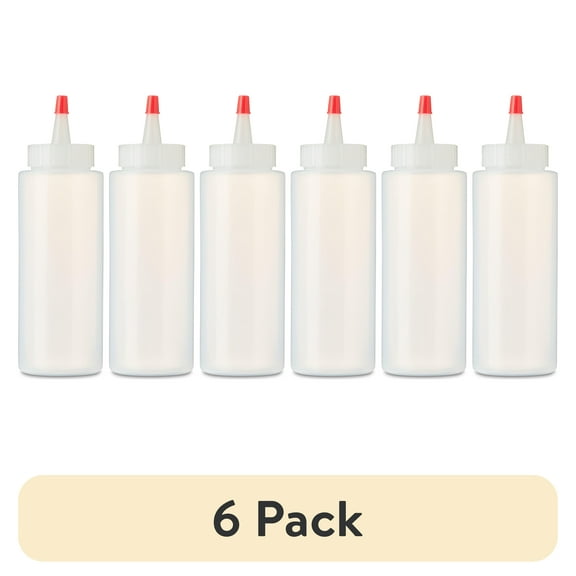 (6 pack) Clear Plastic Squeeze Bottle, 6 fl oz, by Way To Celebrate