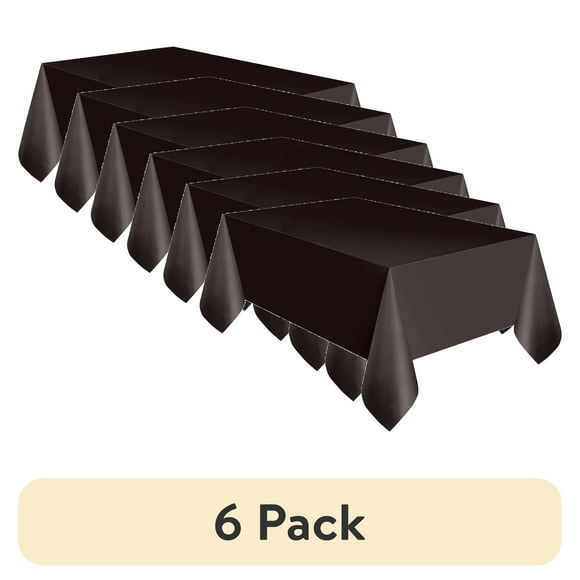 (6 pack) Rectangular 54" x 108" Black Plastic Table Cover by Way To Celebrate