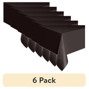6 pack Way To Celebrate Rectangular Plastic Table Cover, Black, 54 in x 108 in, 1 Count
