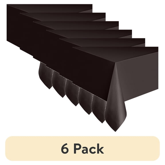 (6 pack) 1CT 54 IN x 108IN Black Rectangular Plastic Table Covers by Way To Celebrate