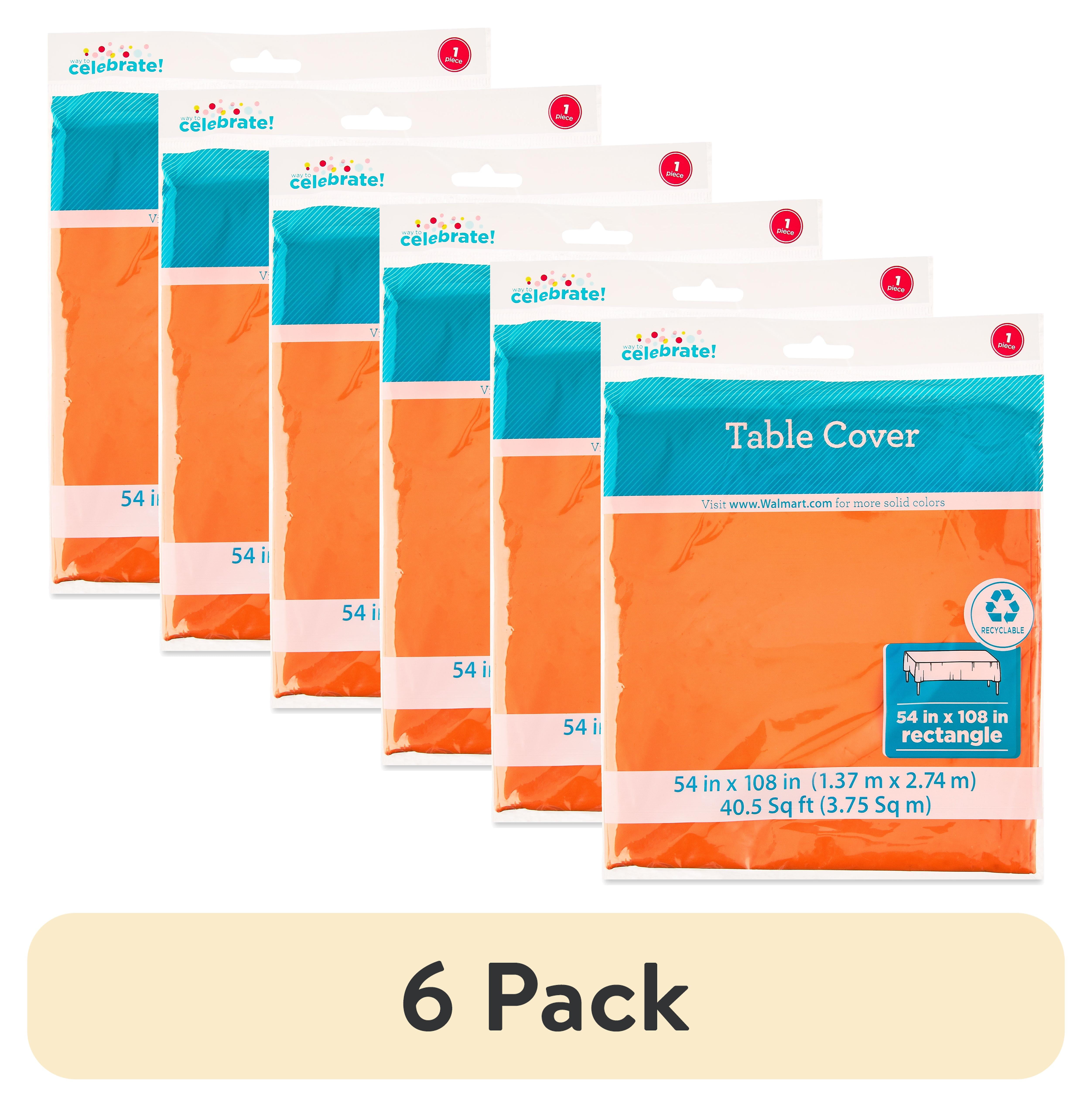 (6 pack) 1CT 54 IN x 108IN Orange Rectangular Plastic Table Covers by Way To Celebrate
