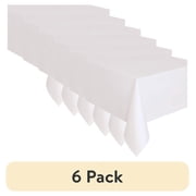 (6 pack) 1CT 54 IN x 108IN White Rectangular Plastic Table Covers by Way To Celebrate