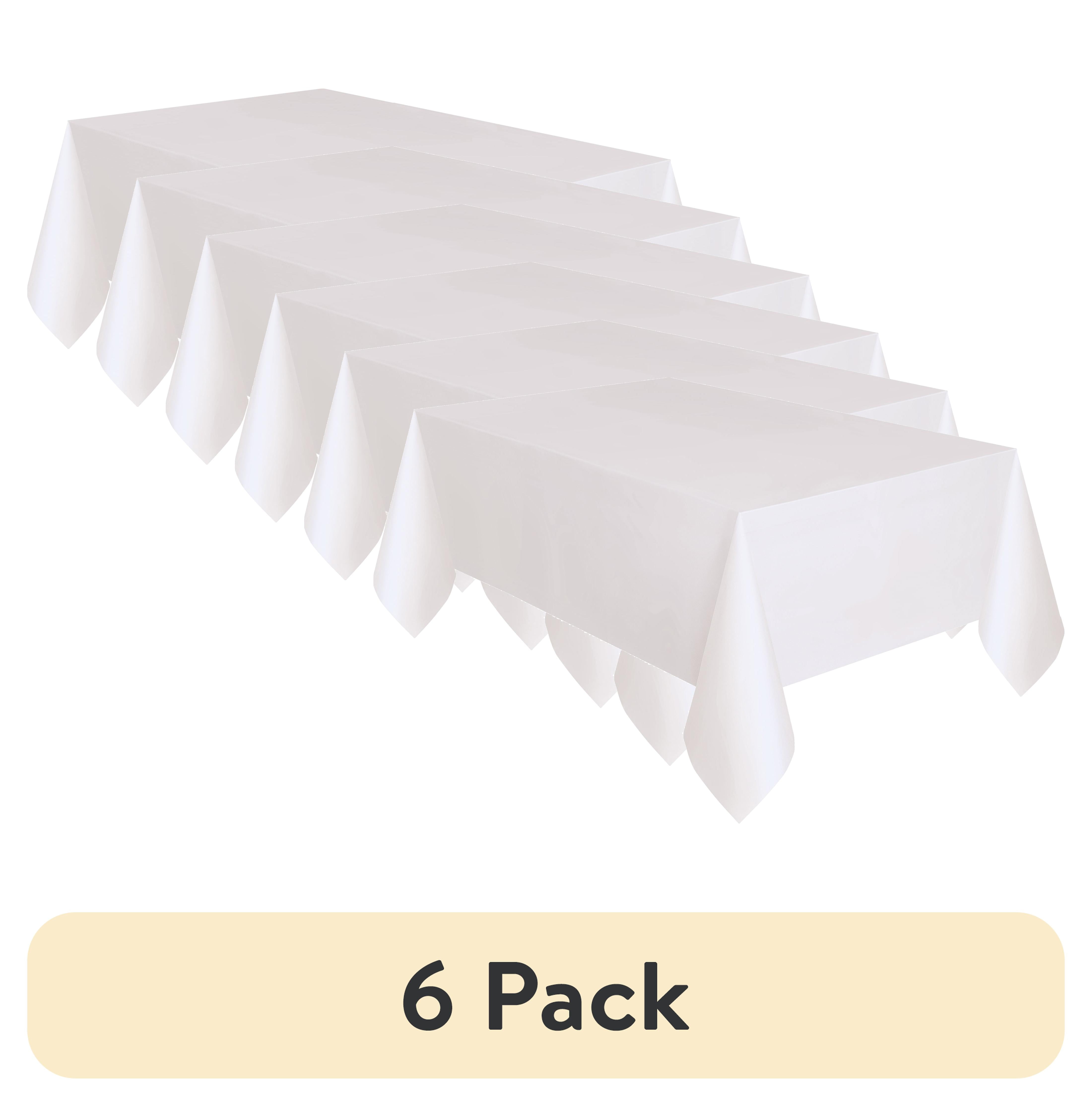 (6 pack) 1CT 54 IN x 108IN White Rectangular Plastic Table Covers by Way To Celebrate