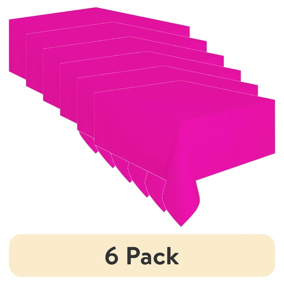 (6 pack) Way To Celebrate Rectangular Plastic Table Cover, 54 in x 108 in, 1 Count, Pink