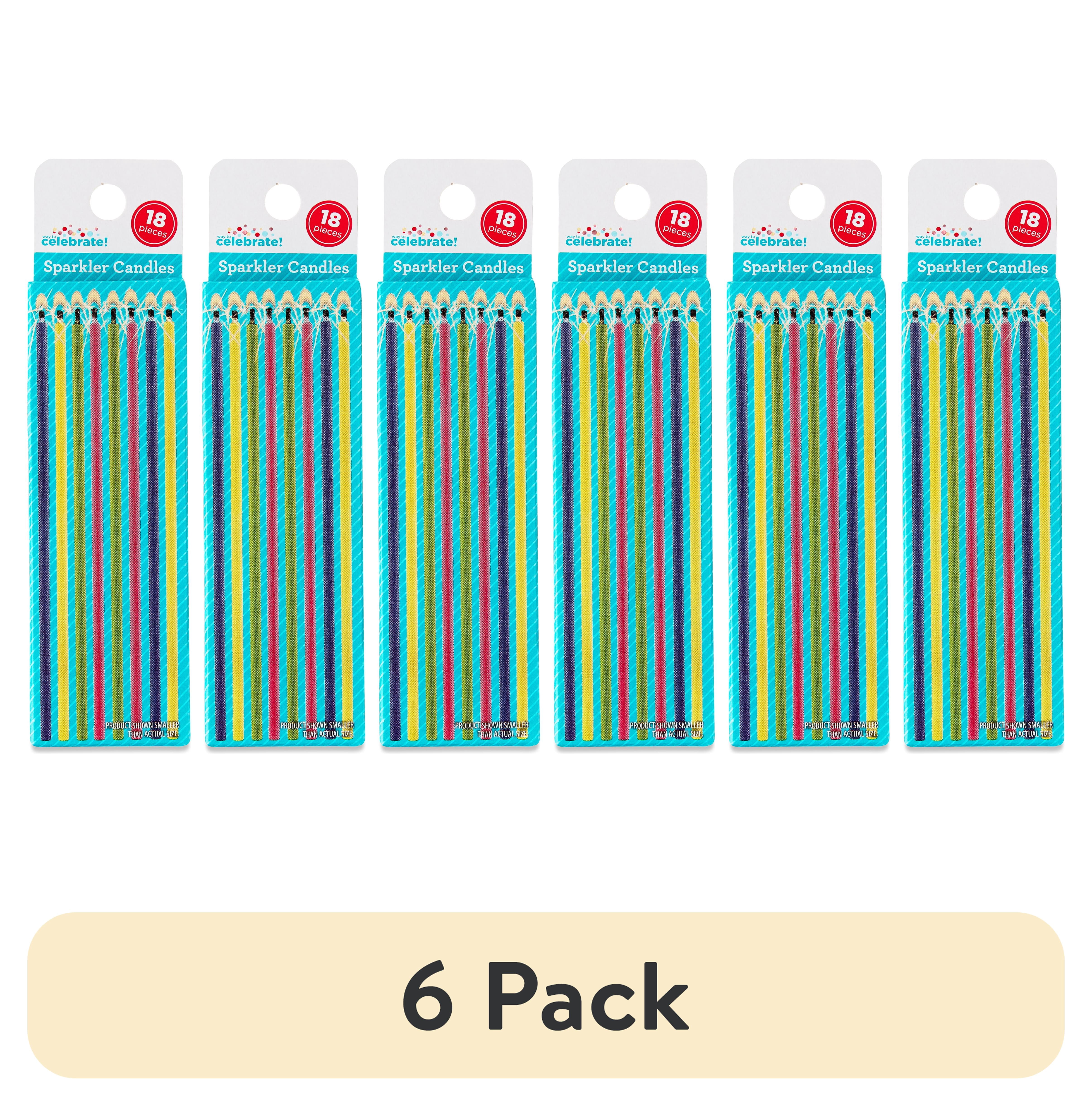 (6 pack) Multicolor Sparkler Birthday Candles, 18 Count, by Way To Celebrate