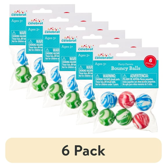 (6 pack) Multicolor Marble Bouncy Ball Party Favors, 6 Count, by Way To Celebrate