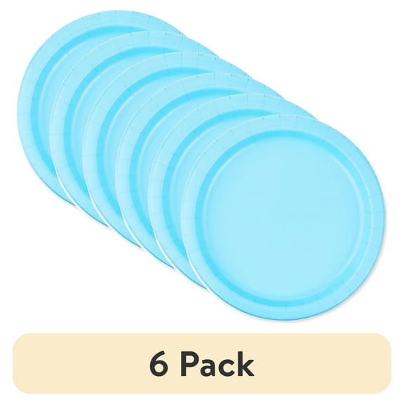 (6 pack) Disposable Paper Plates, 9", Powder Blue, 20 Pieces, by Way To Celebrate