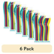(6 pack) Assorted Color Disposable Cutlery Set, 24 pieces, by Way To Celebrate