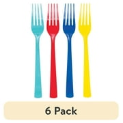 (6 pack) Plastic Disposable Forks, Assorted Colors, 24 Pieces, by Way To Celebrate