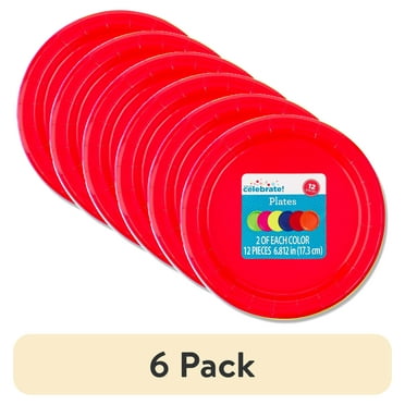 (6 pack) Disposable Paper Plates, 7", Assorted Colors, 12 Count, by Way To Celebrate