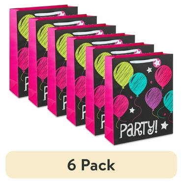 (6 pack) Chalk Balloons Print Birthday Paper Gift Bag, 14.5" x 18", by Way To Celebrate