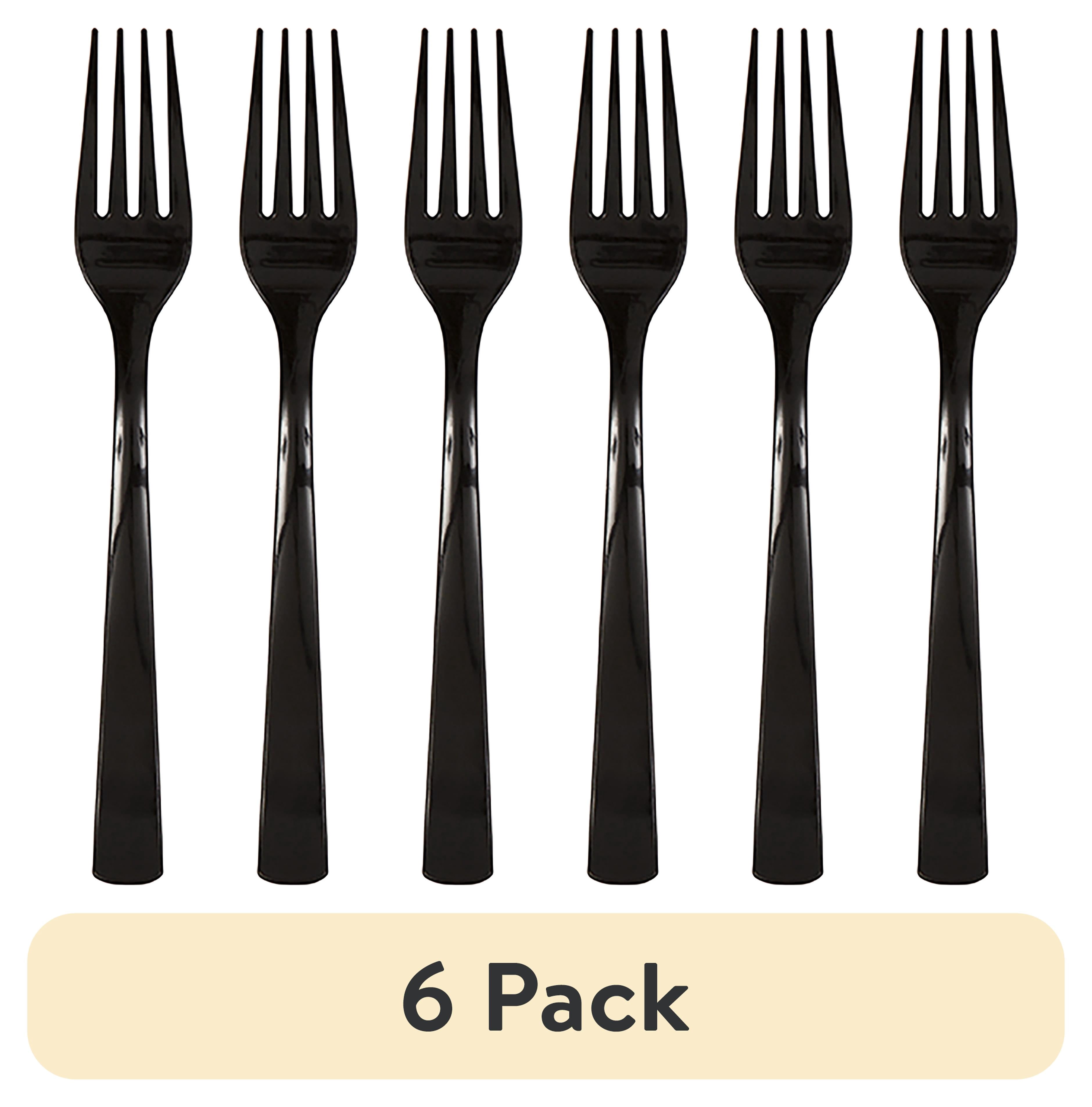 (6 pack) 24 Count Black Disposable Plastic Forks by Way To Celebrate ...