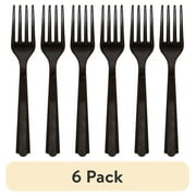 (6 pack) Plastic Disposable Forks, Black, 24 Pieces, by Way To Celebrate