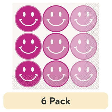 (6 pack) 6.5" x 6.5" Disposable Cheerful Pink Paper Napkins, 20 Count, by Way To Celebrate