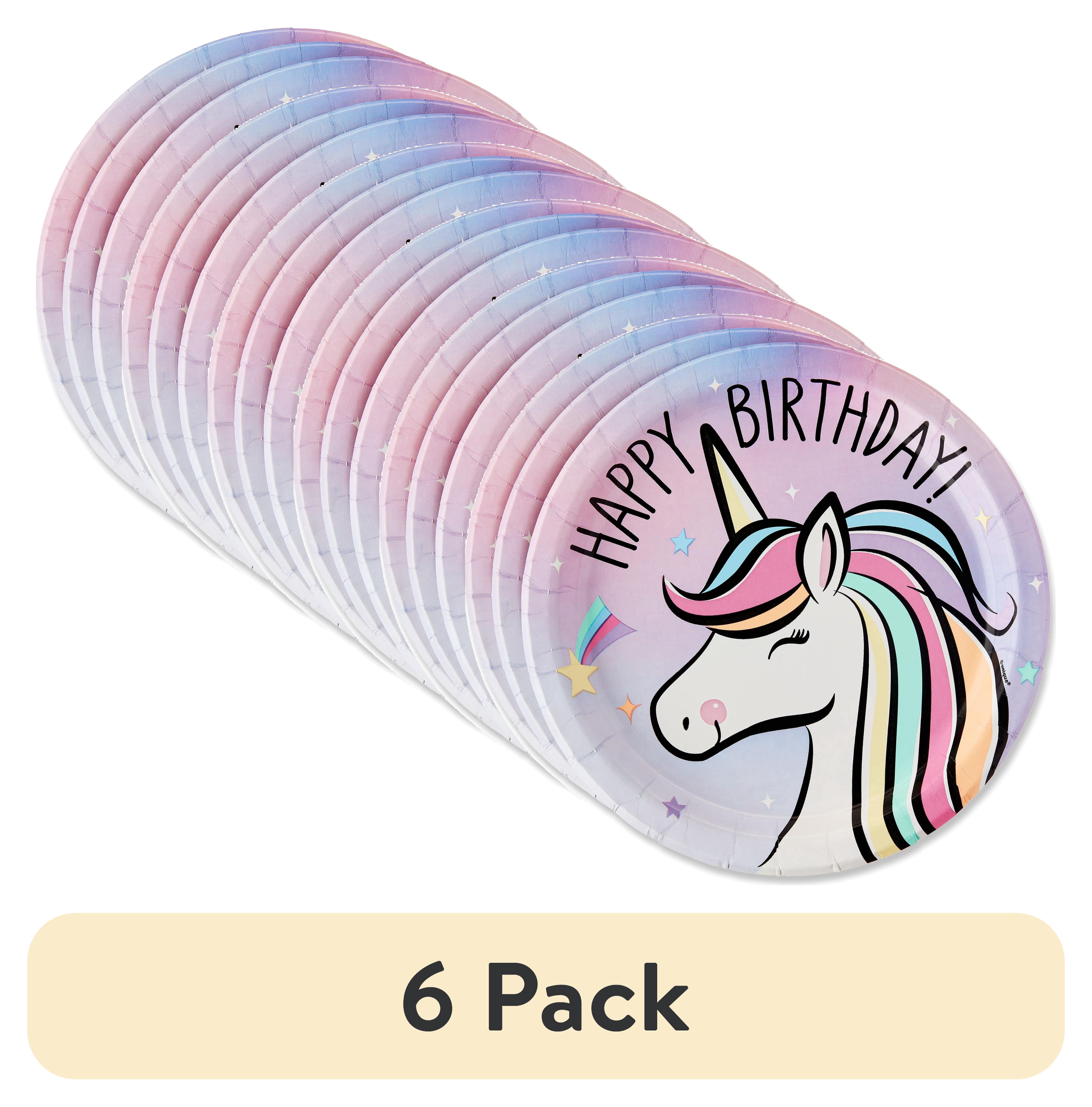 (6 pack) Dreamy Unicorn Disposable Paper Plates, 9", Multicolor, 10 Count, by Way To Celebrate