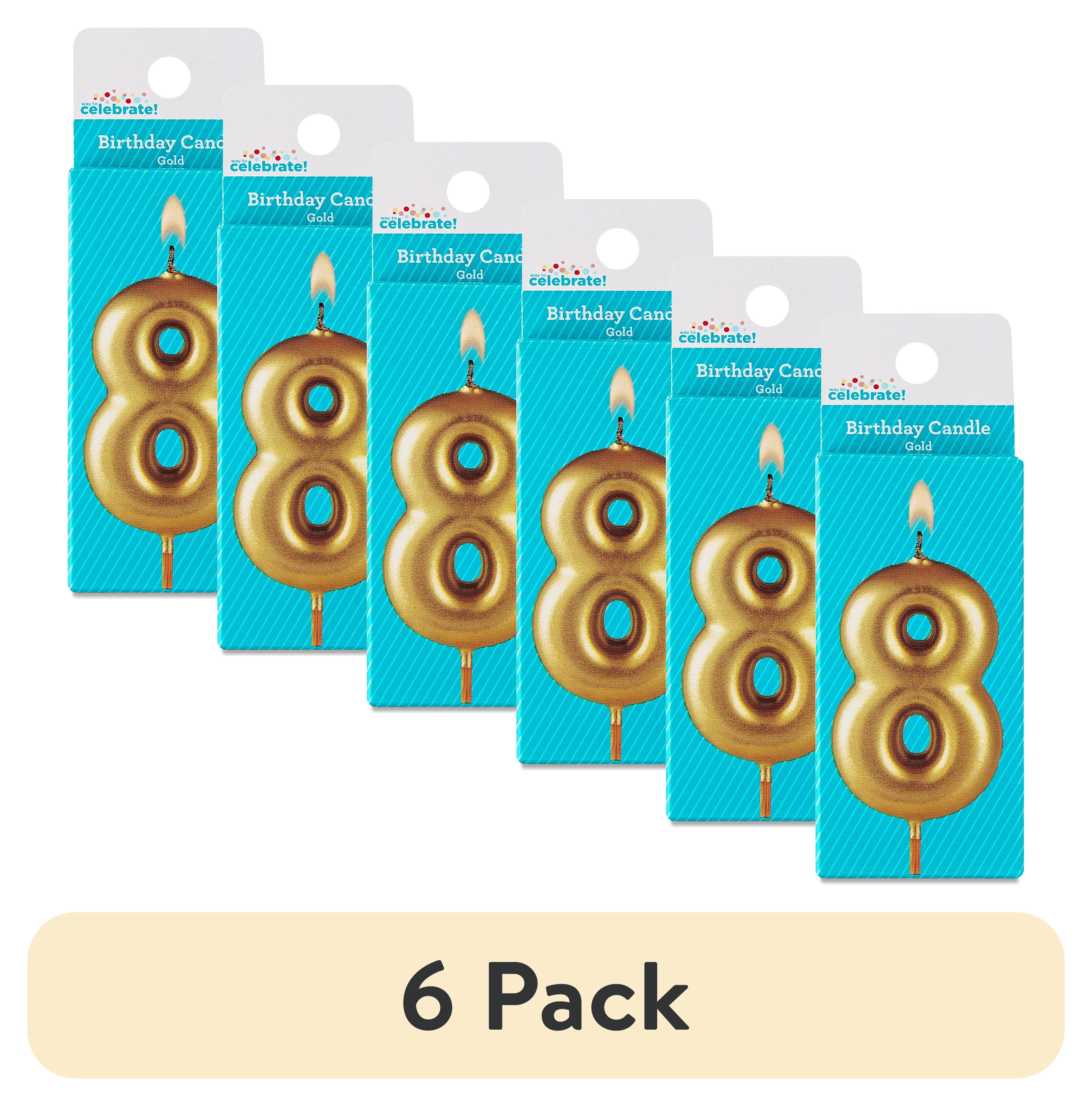 (6 pack) Gold Number 8 Birthday Candle, by Way To Celebrate