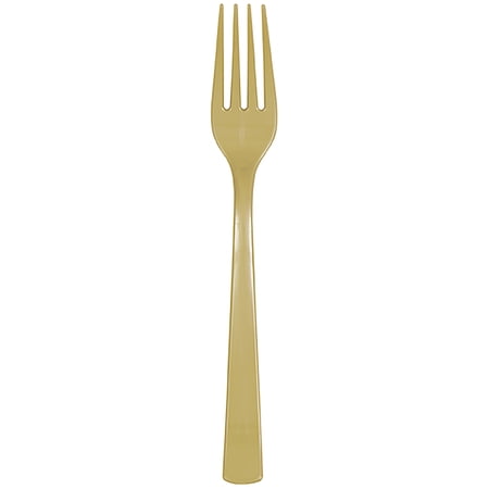 (6 pack) Disposable Plastic Forks, Gold, 24 Count, by Way To Celebrate