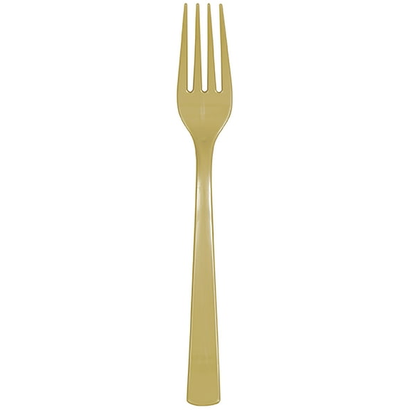 (6 pack) Disposable Plastic Forks, Gold, 24 Count, by Way To Celebrate