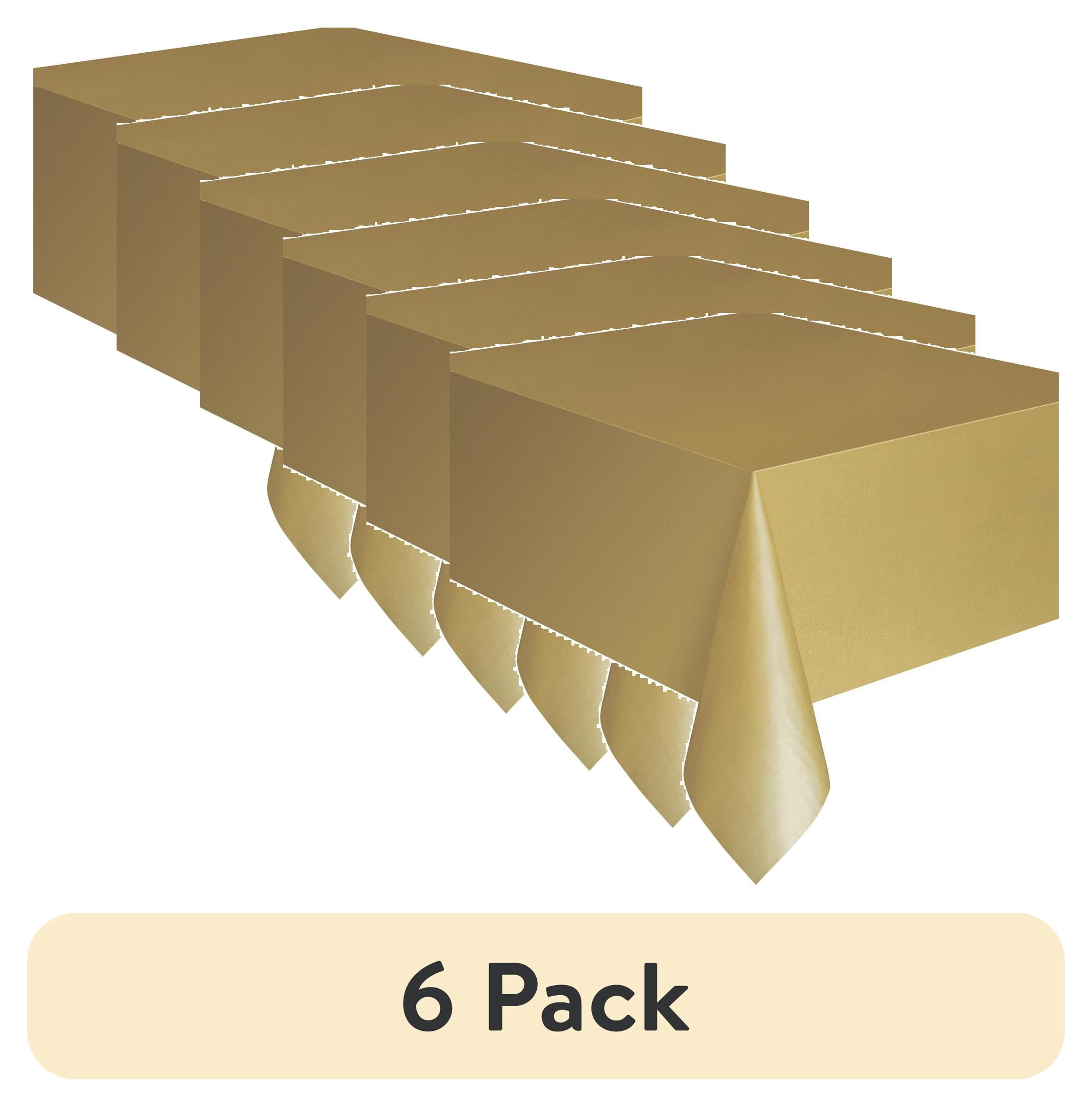 (6 pack) 1CT 54 IN x 108IN Gold Rectangular Plastic Table Covers by Way To Celebrate