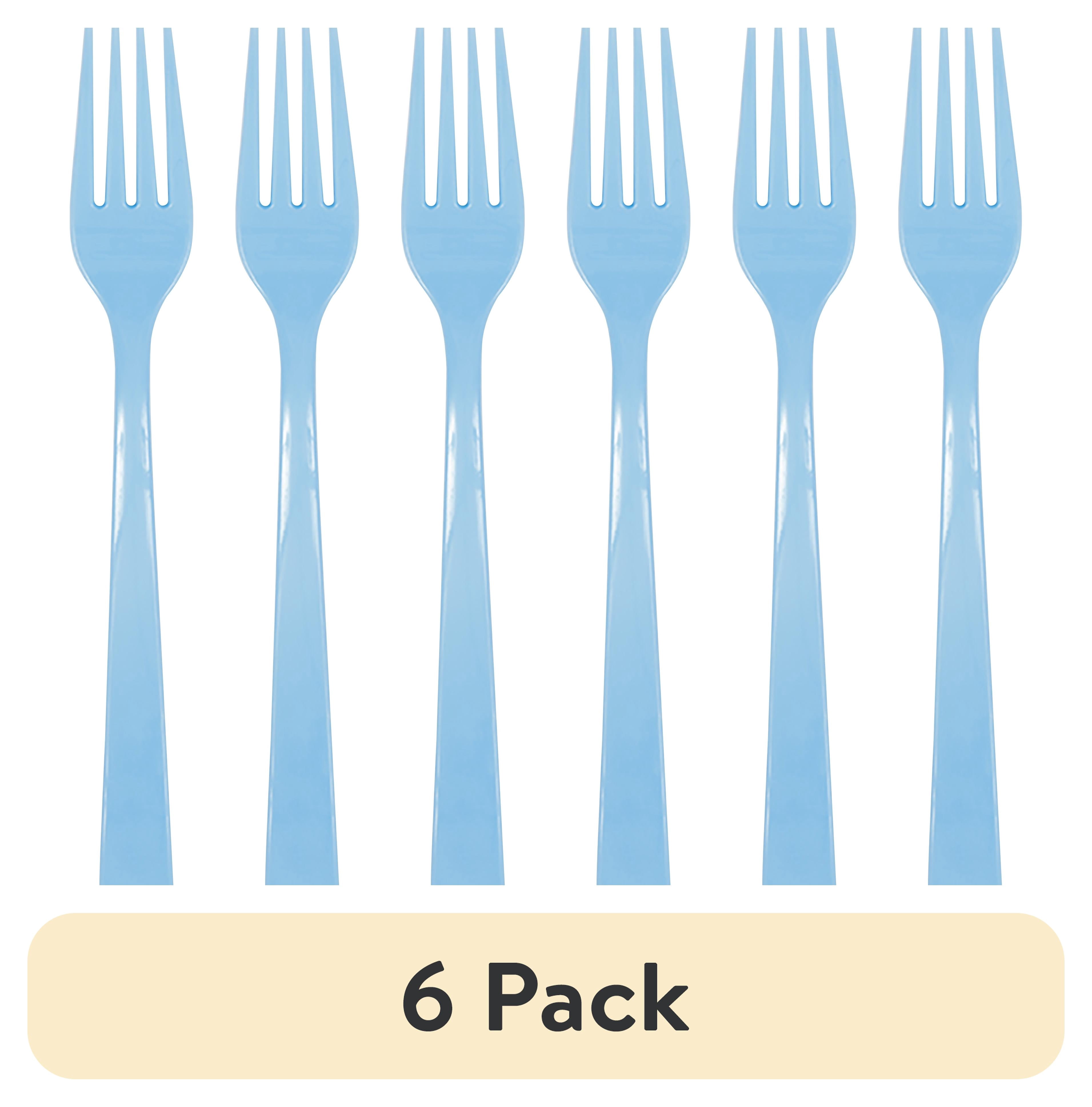 (6 pack) 24 Count Blue Disposable Plastic Forks by Way To Celebrate