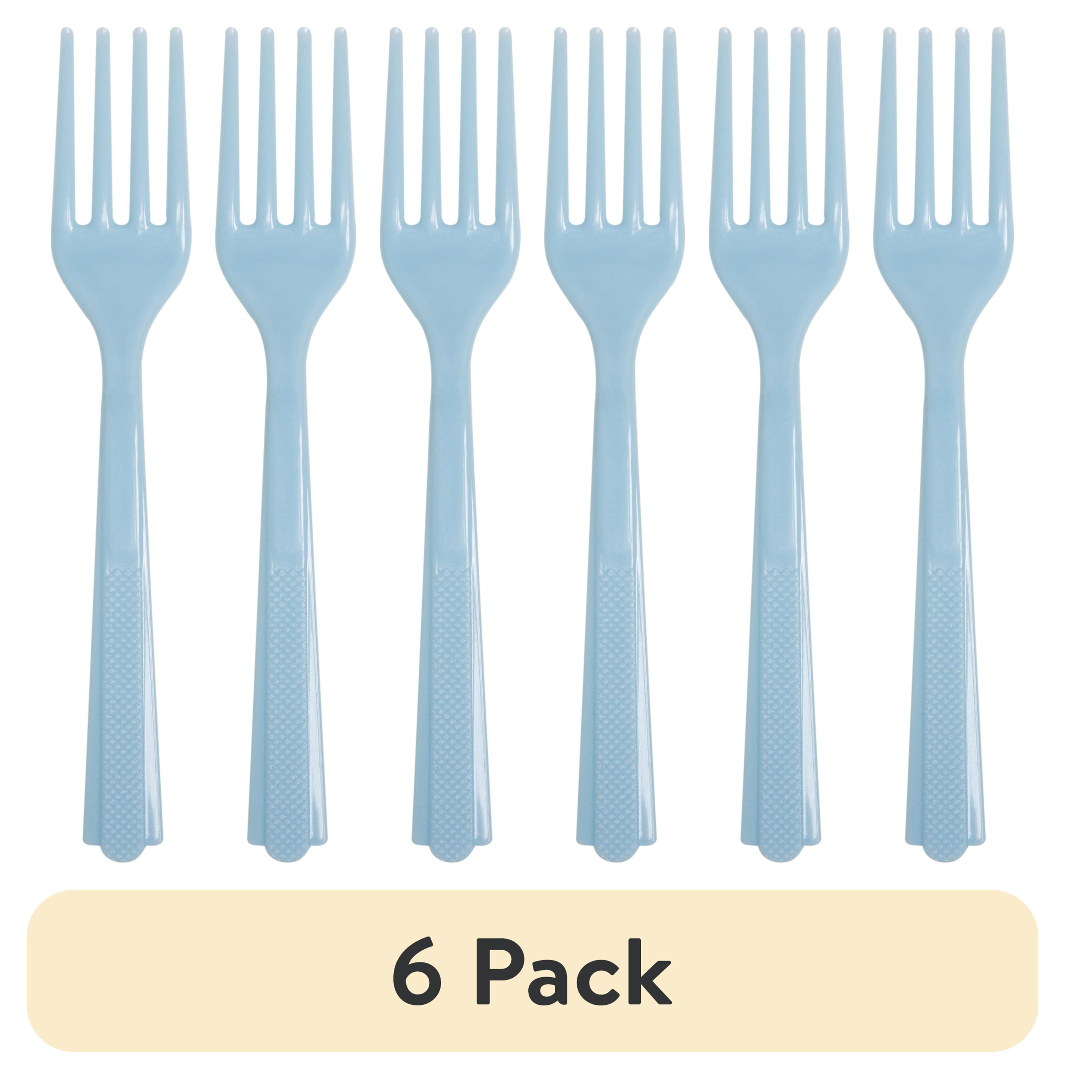 (6 pack) Plastic Disposable Forks, Light Blue, 24 Pieces, by Way To ...