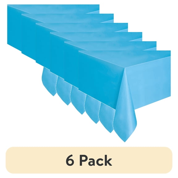 (6 pack) 1CT 54 IN x 108IN Light Blue Rectangular Plastic Table Covers by Way To Celebrate