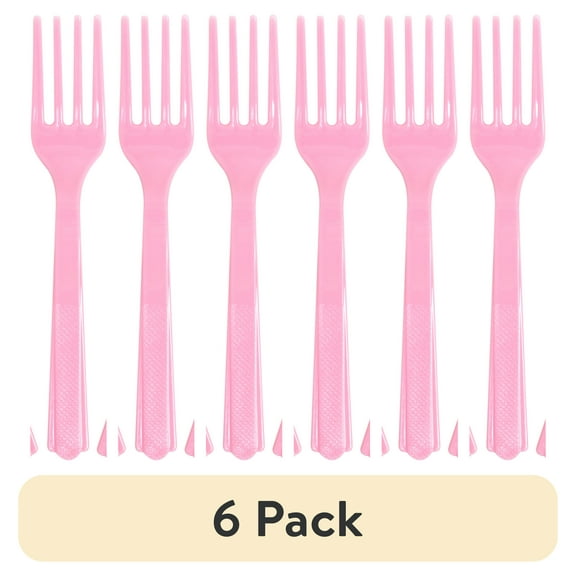 (6 pack) Disposable Cutlery Set, Light Pink, 24 pieces, by Way To Celebrate
