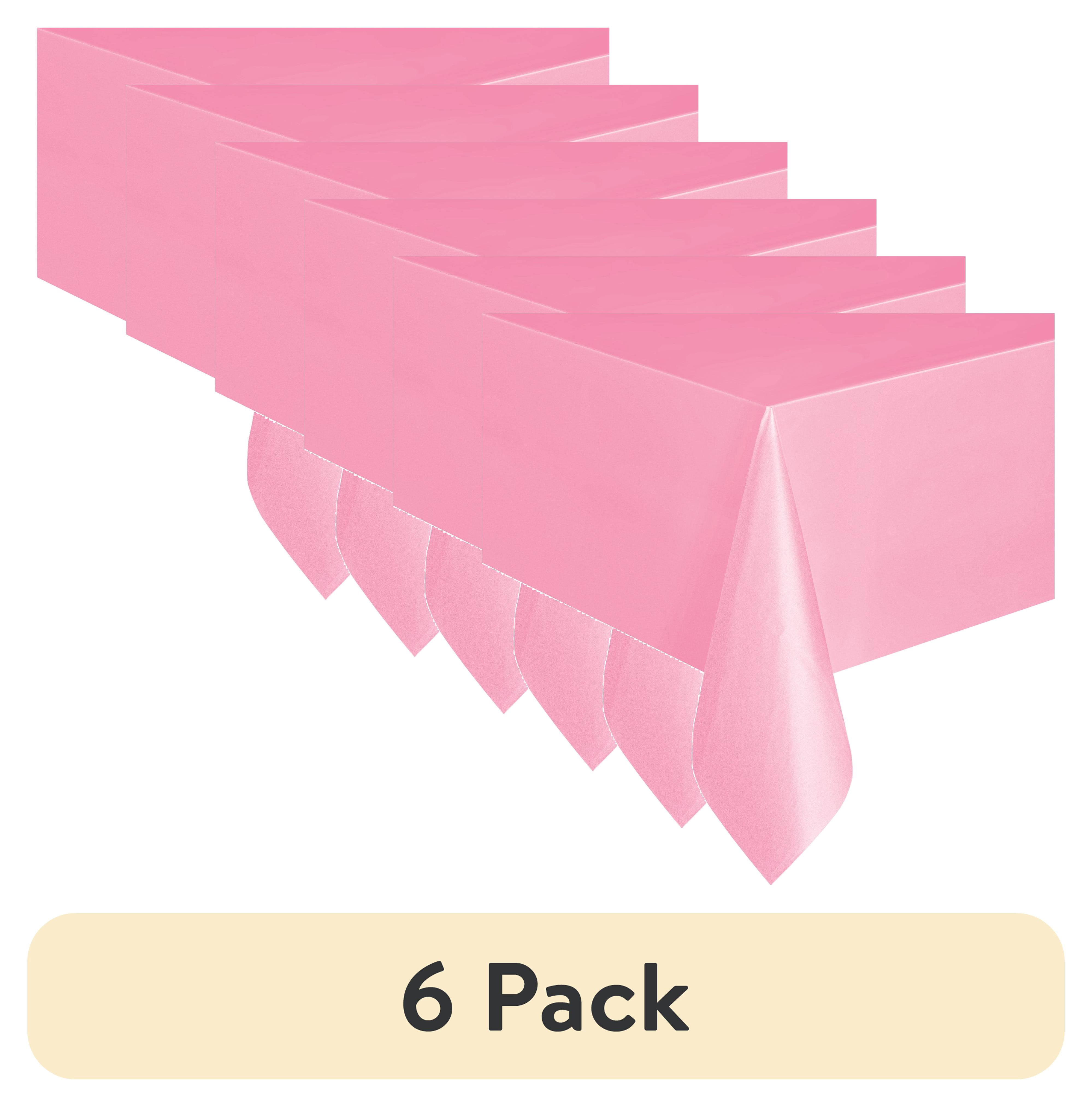(6 pack) 1CT 54 IN x 108IN Light Pink Rectangular Plastic Table Covers by Way To Celebrate