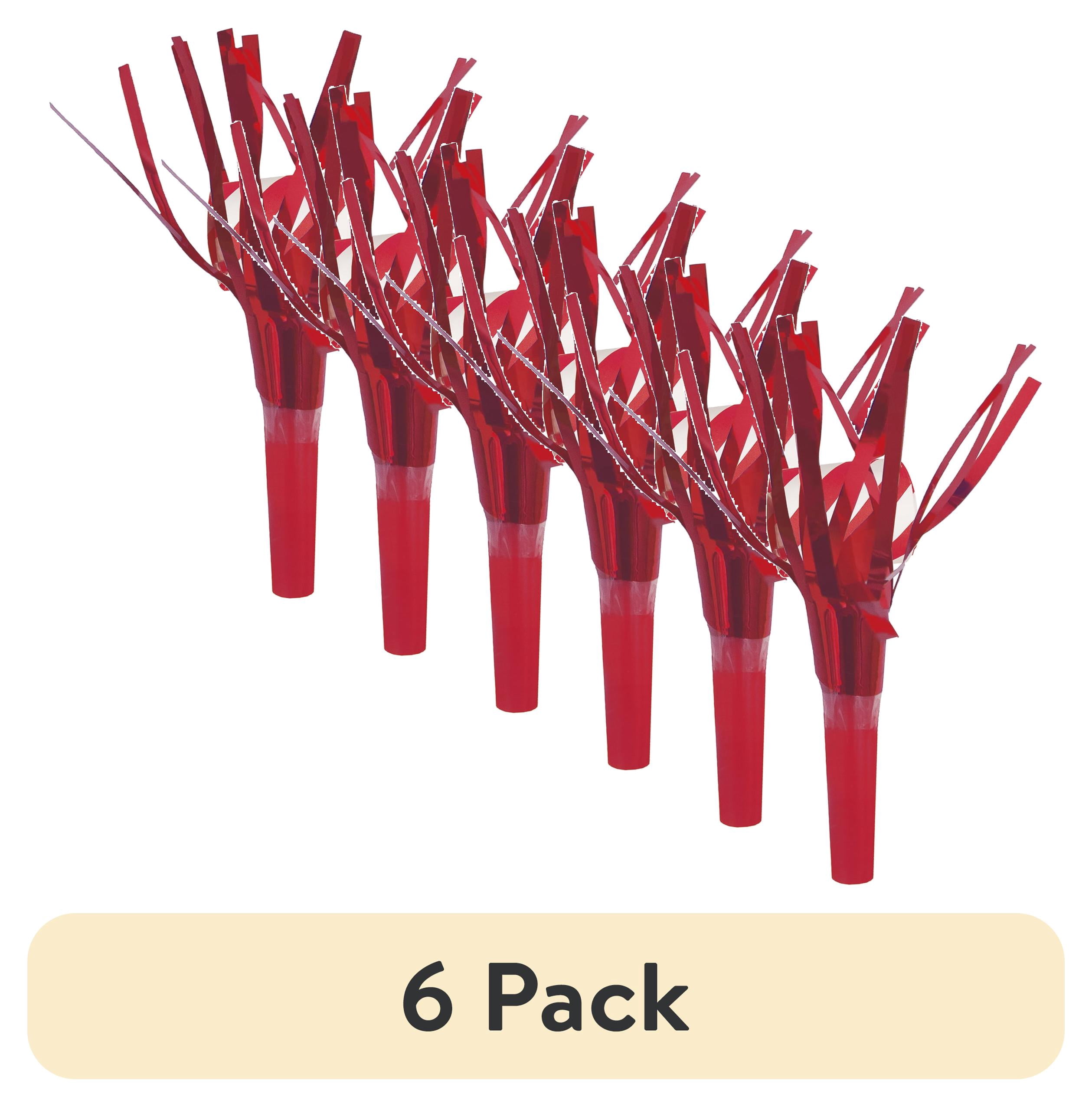 (6 pack) Multicolor Squawker Blowouts with Foil Fringe, 4 Count, by Way To Celebrate