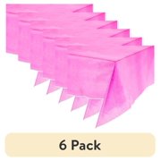 (6 pack) Rectangular 54" x 108" Neon Pink Plastic Table Cover, by Way To Celebrate