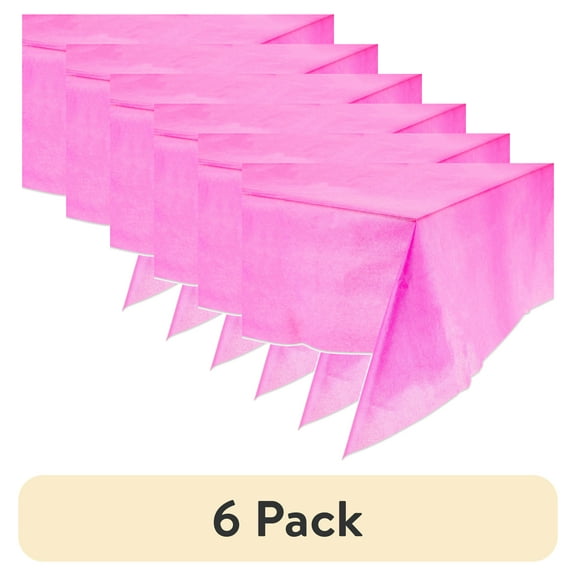 (6 pack) Rectangular 54" x 108" Neon Pink Plastic Table Cover, by Way To Celebrate