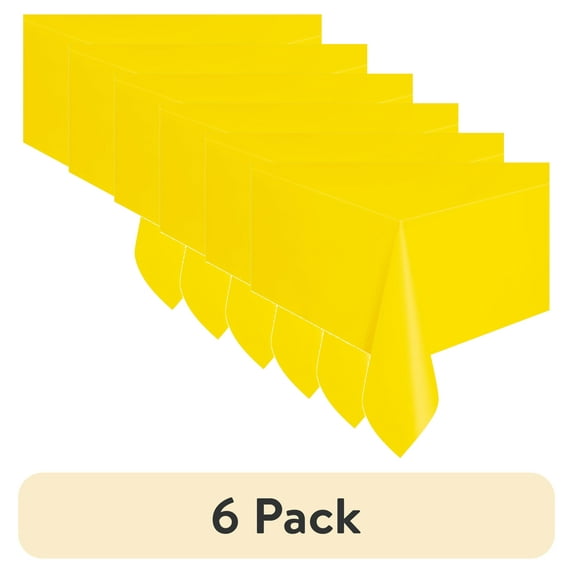 (6 pack) Rectangular 54" x 108" Neon Yellow Plastic Table Cover, by Way To Celebrate