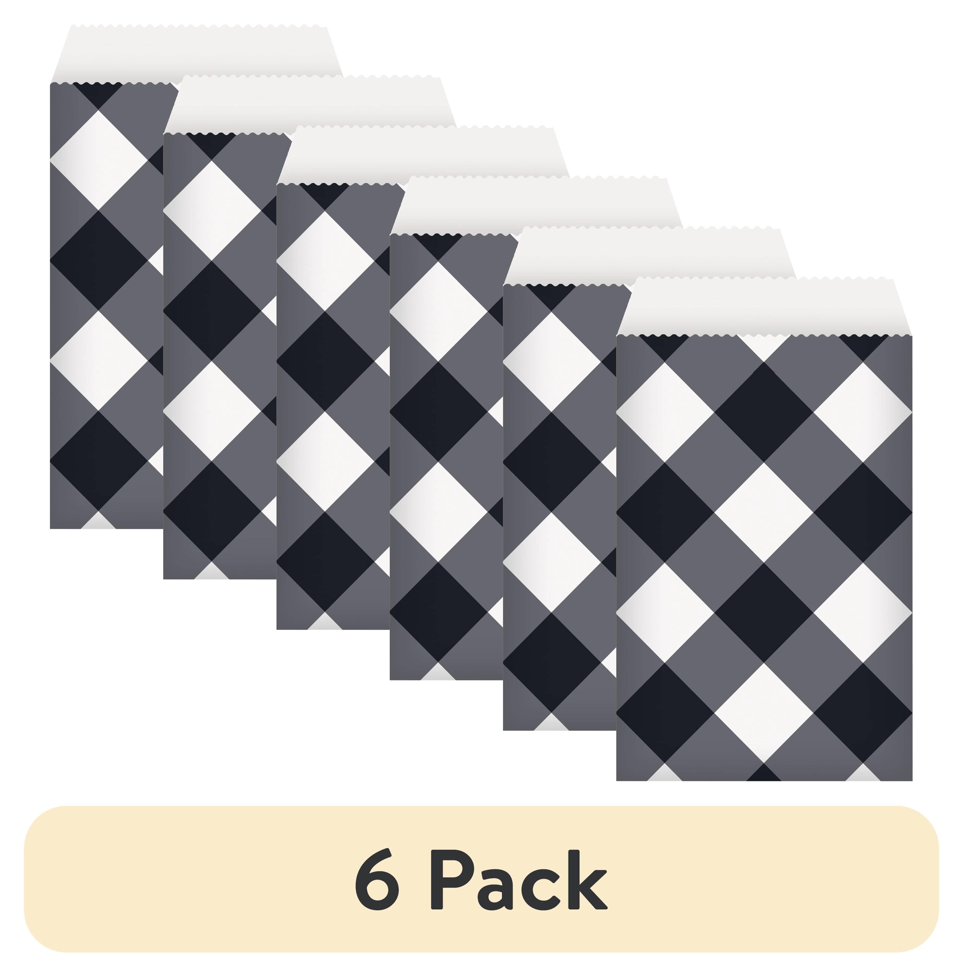 (6 pack) Way to Celebrate! Paper Black Buffalo Plaid Party Cookie Bags, 8ct