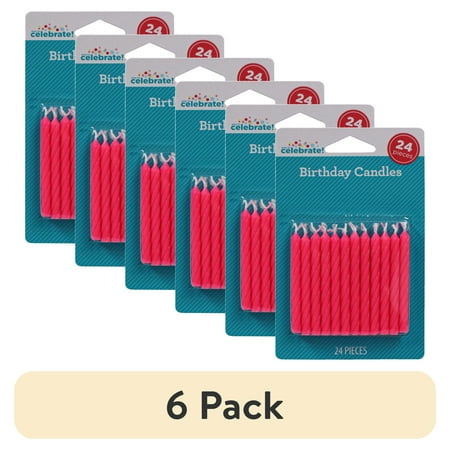 (6 pack) Pink Spiral Birthday Candles, 24 Count, by Way To Celebrate
