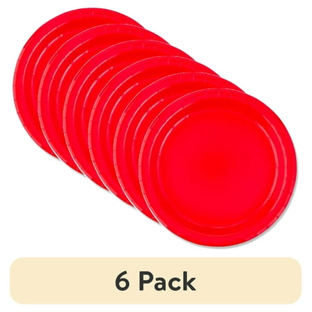 (6 pack) Disposable Paper Plates, 9", Red, 20 Count, by Way To Celebrate