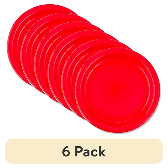 (6 pack) Disposable Paper Plates, 9", Red, 20 Count, by Way To Celebrate