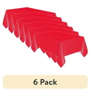 (6 pack) Rectangular 54" x 108" Red Plastic Table Cover, by Way To Celebrate